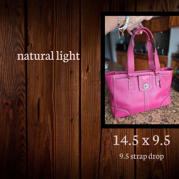 Coach Hamptons turnlock Satchel in hot pink - Picture 7 of 12